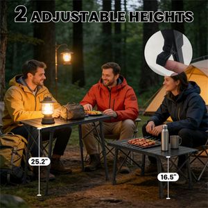 Mesa de Picnic Plegable Negra para Acampar, Actividades al Aire Libre o Café, Mesa de Exterior Duradera y Portátil - Product Image 3