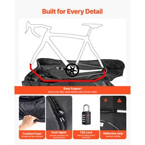 Sac de transport pour vélo de triathlon avec serrure TSA et double fermeture éclair pour le transport de vélos de route - Product Image 5
