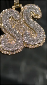 Custom <b>Name</b> Number Iced Out 925 Silver Pendants Moissanite Baguette <b>Chain</b> Necklace With Diamond for Men Women Jewelry - Product Image 5