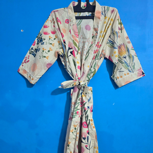 Vestido Maxi de Algodón de Lujo con Estampado Floral y Cuello en V, Kimono de Manga Corta para Mujer, Ropa Sexy para la Playa o el Salón, para Primavera y Verano - Product Image 1