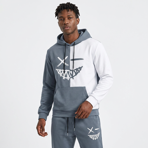 Ensemble de survêtement unisexe à capuche gris et blanc avec imprimé de personnage, décontracté, manches longues, pantalon en coton avec cordon de serrage et poches latérales pour l'automne - Product Image 6