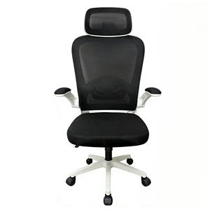 Chaises de bureau ergonomiques pivotantes en maille pour joueurs d'ordinateur avec appui-tête, <span class=keywords><strong>fauteuil</strong></span> pivotant pour gestionnaire et personnel avec cadre en PP blanc - Product Image 3