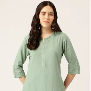 Ladies Elegant Short <b>Kurti</b> Sleeves Round Neck Comfortable Casual Ethnic Wear <b>kurti</b> - Product Image 4