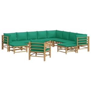 Set Lounge da Giardino 100% Poliestere in Bambù Verde Naturale 100% Bambù 100% Poliestere - Product Image 3