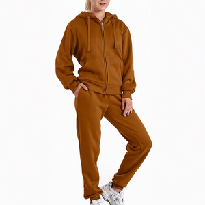 Custom <b>Women</b> Tracksuit Brushed Fleece Relaxed Jacket And <b>Jogger</b> Set Warm Casual Sportswear Travel Streetwear - Product Image 4