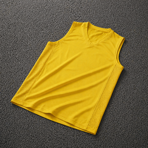 Men's Breathable Sleeveless Soccer Jersey Quick Dry Yellow Mesh Panel Training Tank <b>Top</b> Athletic Vest - Product Image 6