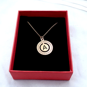 Collier pendentif personnalisable Bindi Jewels en argent sterling 925 avec moissanite, forme cercle, minimaliste, plaqué or rose, chaîne câble - Product Image 2
