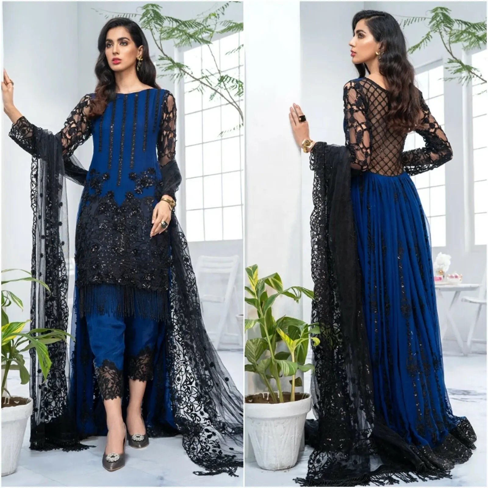 Pakistani Indian Designer Suit Wedding Dress Chiffon Collection Shalwar Cloth Eid Collection Selling Dress 2022
