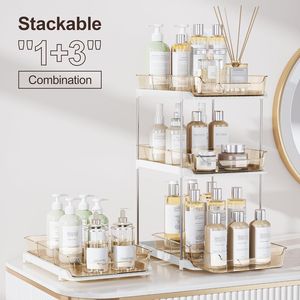 Organizzatori impilabili a 2 livelli per lavabo, contenitori multiuso per dispensa da cucina e armadietto estraibile per medicinali - Product Image 6