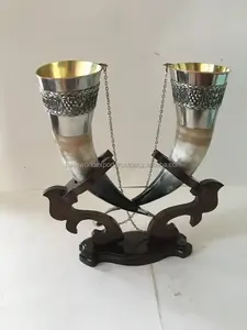 Cuerno para beber vikingo puro 100% con soporte de madera de cuerno de búfalo tallado, restaurante de Hotel doméstico de alta calidad, producto de venta caliente de FWE - Product Image 5