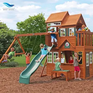 Casita de Juegos Montessori para Exteriores con Mesa de Madera, Ventanas con Cortinas, para Preescolar, Jardín, Patio Trasero, Cabaña de Actividades para Niños Pequeños - Product Image 1