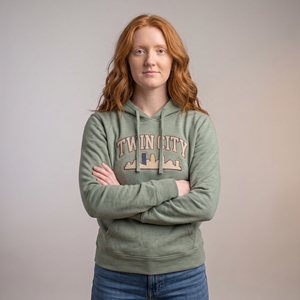Twin City Women's Hooded Sweatshirt <b>Green</b> Cotton Knitted Full Sleeve Front Logo Autumn Wear - Product Image 4