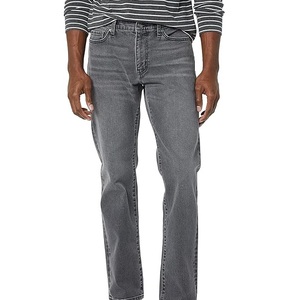 Custom Regular Fit Grey Denim <b>Jeans</b> Stretchable Wash Breathable Casual Flat Front <b>Button</b> <b>Fly</b> Outdoor Men's - Product Image 4