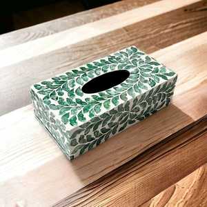 Boîte à mouchoirs artisanale en nacre, porte-serviettes de luxe marocain incrusté d'os, distributeur décoratif de papier facial, boîte à serviettes - Product Image 6