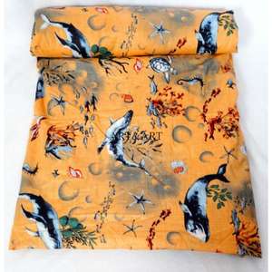 Tissus imprimés de poissons en coton 100% de haute qualité, vente en gros de tissus en coton au mètre pour robes, rideaux, literie et décoration intérieure - Product Image 3