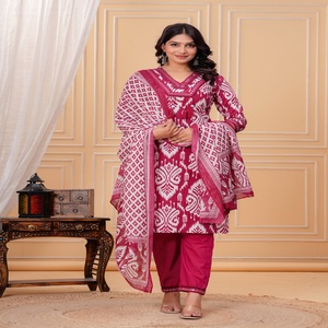 Pink Printed <b>Kurta</b> Pant Dupatta Set for <b>Women</b> | Ethnic Wear Straight V- Neck Kurti with Designer Dupatta - Product Image 6