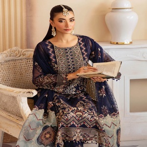 Ramsha ชุด M-12 Organza คอลเลกชัน3ชิ้น, ชุดปาร์ตี้ปากีสถานสำหรับผู้หญิงยาว salwar และสาวชุดแต่งงานชุดเทศกาล - Product Image 5