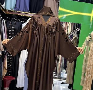 Best Selling Kaftan Abaya Handmade Turkish Floor Length Long Sleeve V Neck Polyester Regular Fit Casual Evening Party Flared - Product Image 2