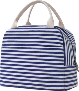 Sac à déjeuner compact noir pour filles et femmes, sac fourre-tout isotherme réutilisable en toile à pois pour le travail et l'école - Product Image 5