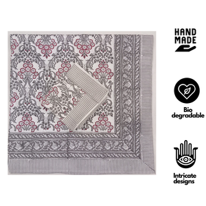 Jaipuri Floral Hand Block Printed 100% Cotton <b>King</b> <b>Size</b> 200 TC Bedsheet Set Soft Durable Breathable Eco-friendly All Season - Product Image 2