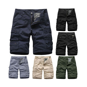 Pantalones Cortos Casuales de Primera Calidad para Hombre, Pantalones Cortos Cargo con Cintura Elástica Personalizada, 100% Algodón Verde, Tallas Grandes - Product Image 1