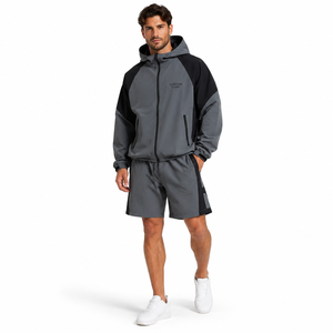 Ensemble deux pièces coupe-vent personnalisé pour homme : veste et short en nylon technique tissé, séchage rapide, idéal pour l'été, le streetwear et le jogging – Fournisseur - Product Image 1
