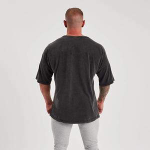 T-shirt Homme Designer Personnalisé Coupe Oversize Ample Épaules Tombantes Formel Coton Lourd Délavé à l'Acide Col Rond Soie - Product Image 1