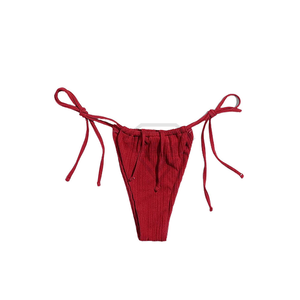 Women's Red Ribbed <b>Bikini</b> <b>Set</b> <b>Triangle</b> Top Tie Side Bottom Swimwear Stretch Beachwear Solid Color Knitted Two Piece <b>Set</b> - Product Image 6