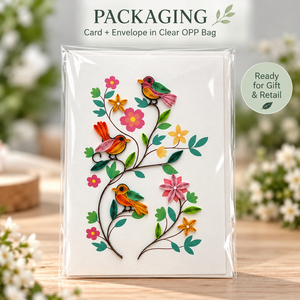 Tarjetas de Felicitación Hechas a Mano al por Mayor con Diseño de Aves y Jardín Floral, Papelería Artística de Alta Calidad del Fabricante - Product Image 6