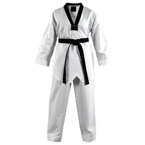 Uniforme de Taekwondo en coton blanc pour adultes, unisexe, vêtements d'arts martiaux durables, coupe régulière, ceinture noire incluse - Product Image 1