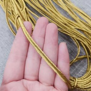Cordón Metálico Trenzado Plano de Mylar de 4 mm para Prendas de Vestir, Cordón de Soutache Ecológico de Lujo con Acabado Dorado - Product Image 3