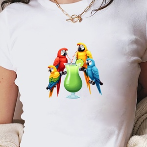 Camiseta de manga corta de punto con estampado tropical Y2K de corte ajustado para mujer - Product Image 2