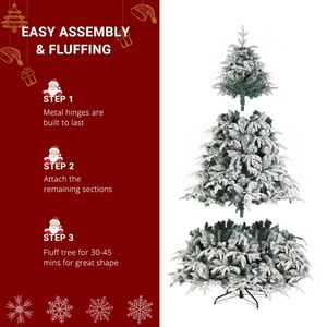 Albero di Natale Verde Monofacciale 2,13m in PE PVC con 1687 Rami Colorati Caldi, 450 Luci, 8 Modalità, Set Decorativo per Feste - Product Image 2