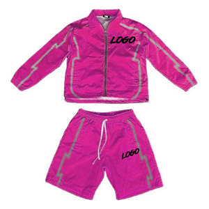 2026 Men Sets Two Piece Custom Windbreaker Shorts and Jacket Tracksuits breathable <b>Zip</b> <b>up</b> Nylon Two Piece Windbreaker Short Set - Product Image 3