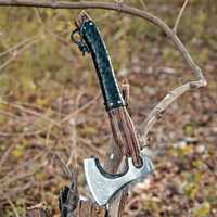 Hache à main industrielle portable de qualité supérieure, design Viking, en acier à haute teneur en carbone, manche en bois noir, pour la randonnée et le camping