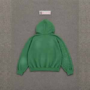 Sweat à capuche zippé vert respirant et oversize, style streetwear décontracté, essentiel urbain, élégant, en polaire, polyester, imprimé, manches classiques - Product Image 6
