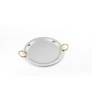 Superbe Plateau Rond en Métal Fait Main pour Servir les Aliments, Plateau à Desserts et Friandises pour Table, Maison, Hôtels, Mariages et Fêtes - Product Image 2