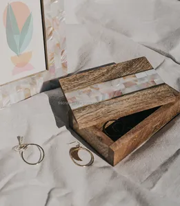 Caja de joyería de viaje con incrustaciones de hueso de madera y latón de nácar, caja de almacenamiento de anillo portátil, caja de almacenamiento de joyería, caja de collar - Product Image 4