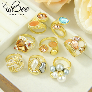 Fashionable Colored Crystal Prom <b>Rings</b> Elegant 14k Italian Designer Unique Handmade <b>Ring</b> <b>Statement</b> Jewelry for Women Party - Product Image 2