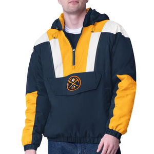 Chaqueta Cortavientos para Hombre con Cierre de Cremallera de un Cuarto, Sudadera con Capucha, Corte Holgado, Nailon Impermeable – Bordado de Equipo/Club - Product Image 5