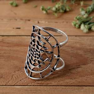 Anillo de Plata de Ley 925 Hecho a Mano para Artritis, Mandala Sri Yantra, Soporte Completo para Dedos PIP SIP - Product Image 4