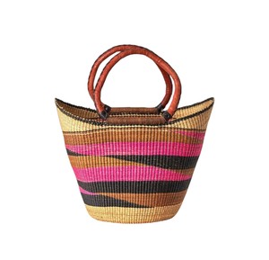 Custom Wave Seagrass Handbags <b>Tote</b> <b>Bag</b> Premium Leather Handles Designer Women <b>Straw</b> Handbag Luxury Summer Beach OEM - Product Image 1