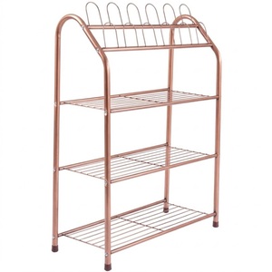 Luxury Gold Wrought Iron <b>Shoe</b> Rack Freestanding Metal <b>Shoe</b> Shelf Organizer For Entryway & <b>Space</b> <b>Saving</b> Home <b>Storage</b> Solution - Product Image 2