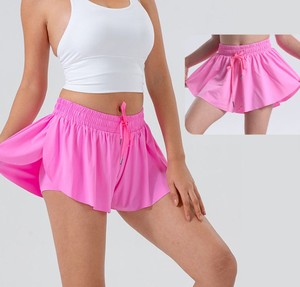 Women's Youth Girls' Running Yoga Gym Sport Biker Tennis Summer <b>Flowy</b> High Waist Breathable 100% Cotton Canvas <b>Shorts</b> - Product Image 2