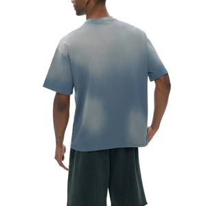 Wholesale Men's 270gsm Heavyweight Cotton <b>T</b>-Shirt Blank Acid Washed Distressed O-Neck Short Sleeve Custom Streetwear Thick Neck - Product Image 5