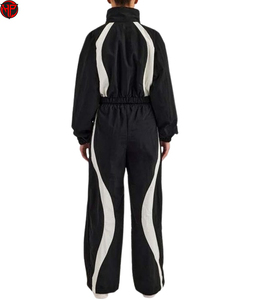 Women Windbreaker Tracksuit Set Contrast Color Sportswear Jacket and Wide Leg <b>Pants</b> For Women Casual Running Outfit <b>Nylon</b> Set - Product Image 6