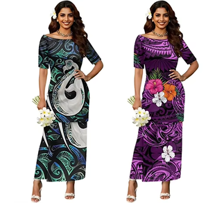 Vestido Polinesio Informal, Puletasi Samoano, Vestidos Elegantes de Estilo Isleño para Mujer - Product Image 5