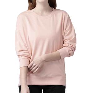 Sweat-shirt surdimensionné à col rond pour femme, personnalisé avec logo, 100 % coton respirant de haute qualité, idéal pour l'hiver - Product Image 1