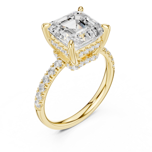 Anillo de Compromiso de Diamantes Cultivados en Laboratorio con Certificación IGI, Oro Sólido de 14K, Corte Asscher de 4 CT y Corte Brillante Redondo, para Mujer - Product Image 3