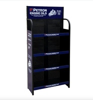 Présentoir d'huile à moteur en métal au sol durable personnalisé en usine, présentoir de détergent, présentoir d'huile lubrifiante